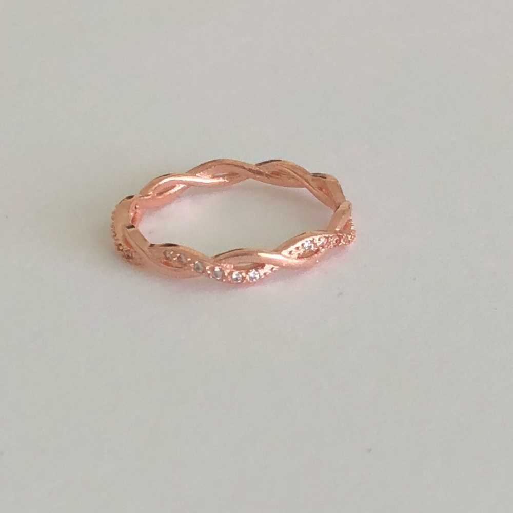 Rose Gold Plated White Sapphire Ring - Picture 2 of 3